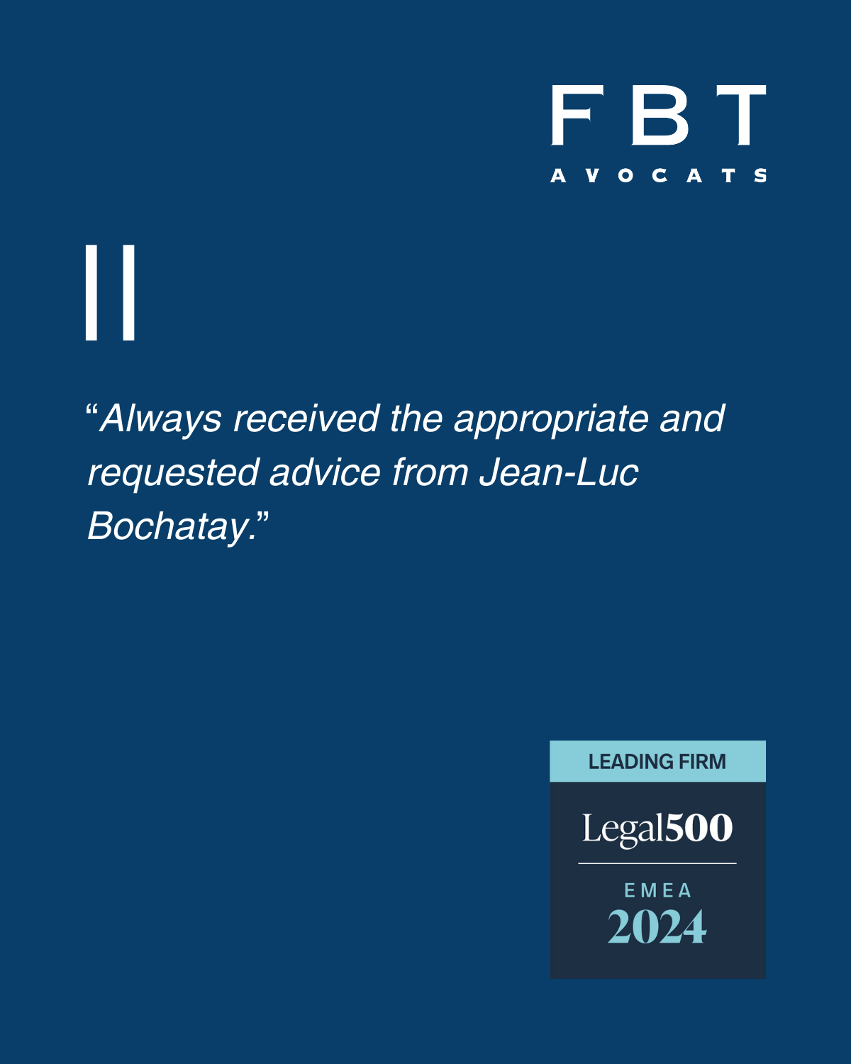 Jean-Luc Bochatay 2 FBT Legal500 2024